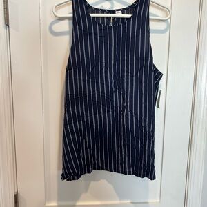 Old Navy Navy/Gray Vertical Stripe Tank Top